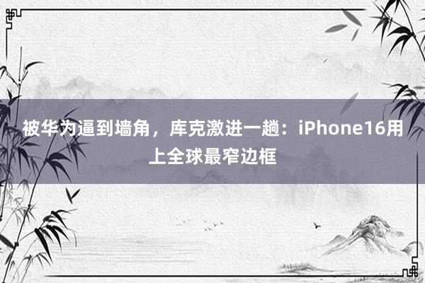 被华为逼到墙角，库克激进一趟：iPhone16用上全球最窄边框