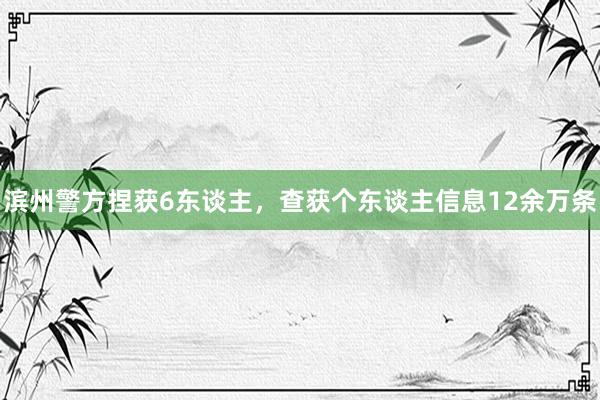 滨州警方捏获6东谈主，查获个东谈主信息12余万条