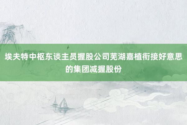 埃夫特中枢东谈主员握股公司芜湖嘉植衔接好意思的集团减握股份