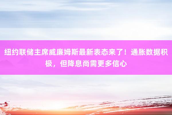 纽约联储主席威廉姆斯最新表态来了！通胀数据积极，但降息尚需更多信心