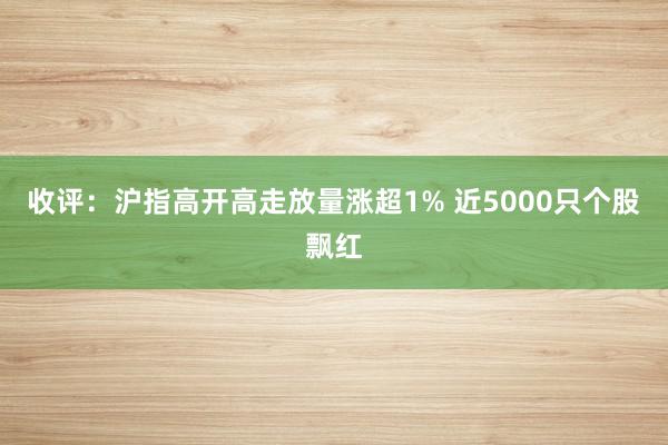 收评：沪指高开高走放量涨超1% 近5000只个股飘红