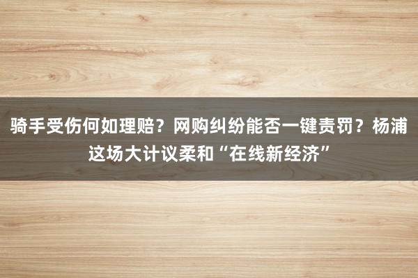 骑手受伤何如理赔？网购纠纷能否一键责罚？杨浦这场大计议柔和“在线新经济”