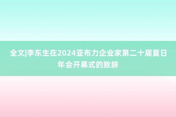 全文|李东生在2024亚布力企业家第二十届夏日年会开幕式的致辞