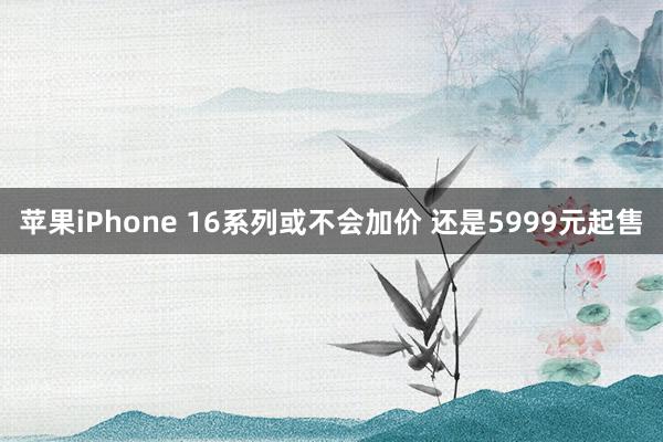 苹果iPhone 16系列或不会加价 还是5999元起售