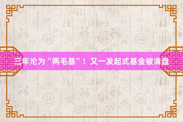 三年沦为“两毛基”！又一发起式基金被清盘