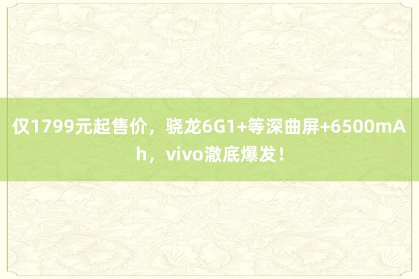 仅1799元起售价，骁龙6G1+等深曲屏+6500mAh，vivo澈底爆发！