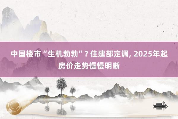 中国楼市“生机勃勃”? 住建部定调, 2025年起房价走势慢慢明晰