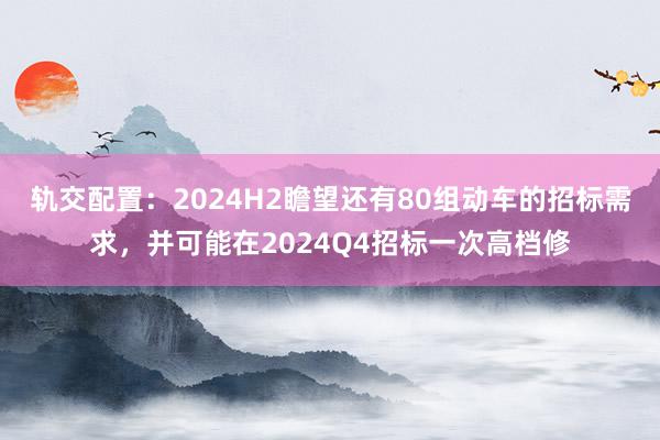 轨交配置：2024H2瞻望还有80组动车的招标需求，并可能在2024Q4招标一次高档修