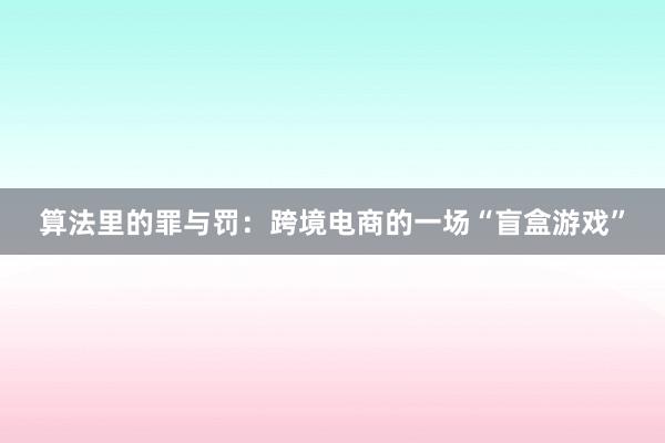 算法里的罪与罚：跨境电商的一场“盲盒游戏”