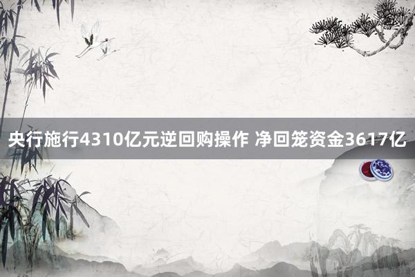 央行施行4310亿元逆回购操作 净回笼资金3617亿